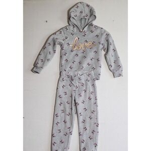 Girls Pink Size 6 Outfit Set Grey French Bulldog Love Hoodie Sweatpants 2-Piece
